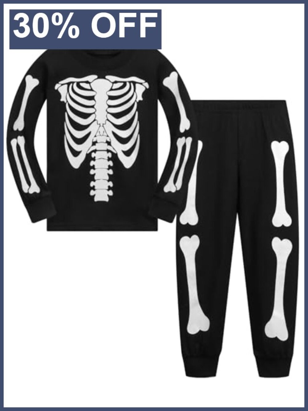 Boys Cotton Planet Pajama Set Halloween Skeleton 2 Piece Toddler Sleepwear